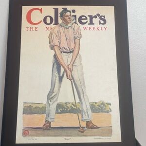 Collier’s The National Weekly Vintage Golfer Poster on carton